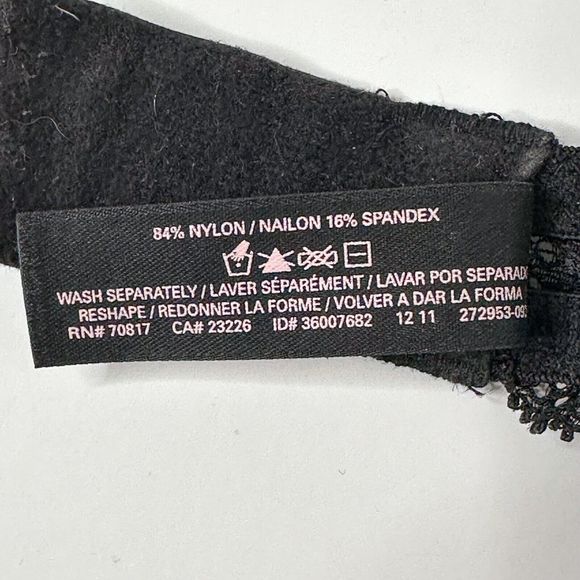 Victoria's Secret Sexy Little Things Push-up Bra 34C Black Lace Rhinestones - Picture 8 of 10